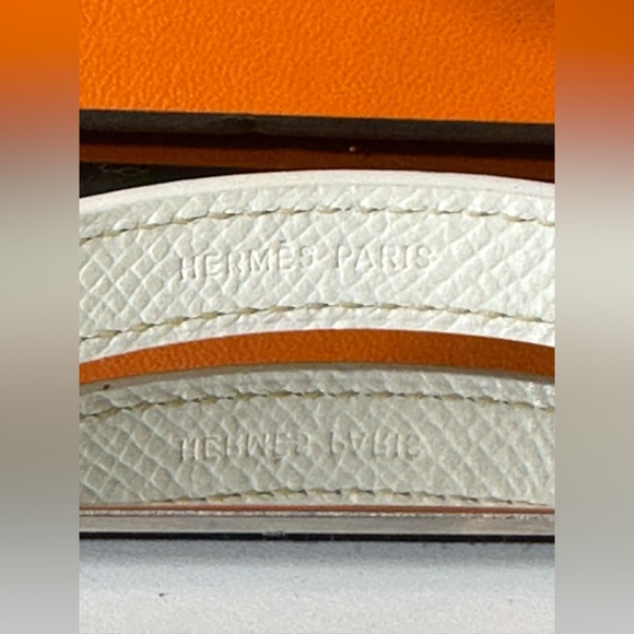 Hermes interchangeable looping wrap bracelet with 2 leather wraps black & white - Picture 8 of 14